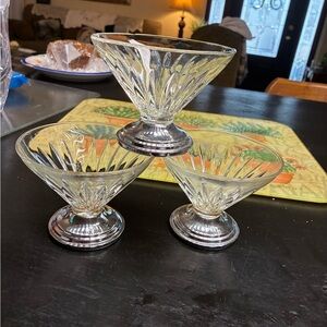 Crystal Glass Vases with Silver Accents